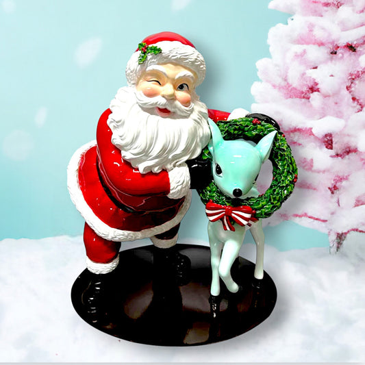 December Diamonds Retro Christmas 18-Inch Retro Red Santa With Deer