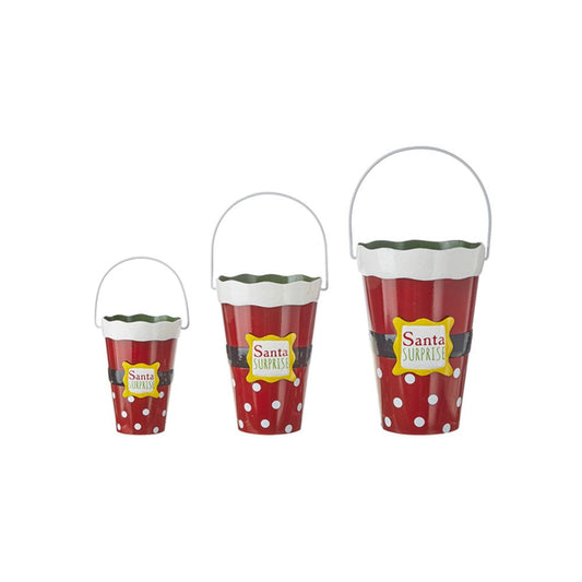 Raz Imports 2021 Oh What Fun 12-inch Santa Surprise Buckets, Set of 3