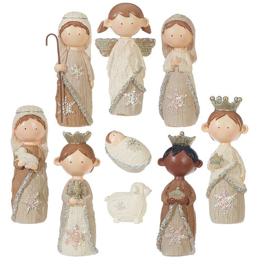 Raz Imports Tidings Of Joy 4.5" Nativity, Set of 9