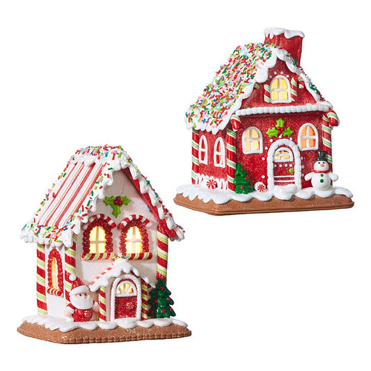 Raz Imports Kringle Candy Co. 7.25" Gingerbread Lighted House, Assortment of 2