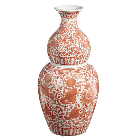 Raz Imports 2023 New Traditions Orange Chinoiserie Vase