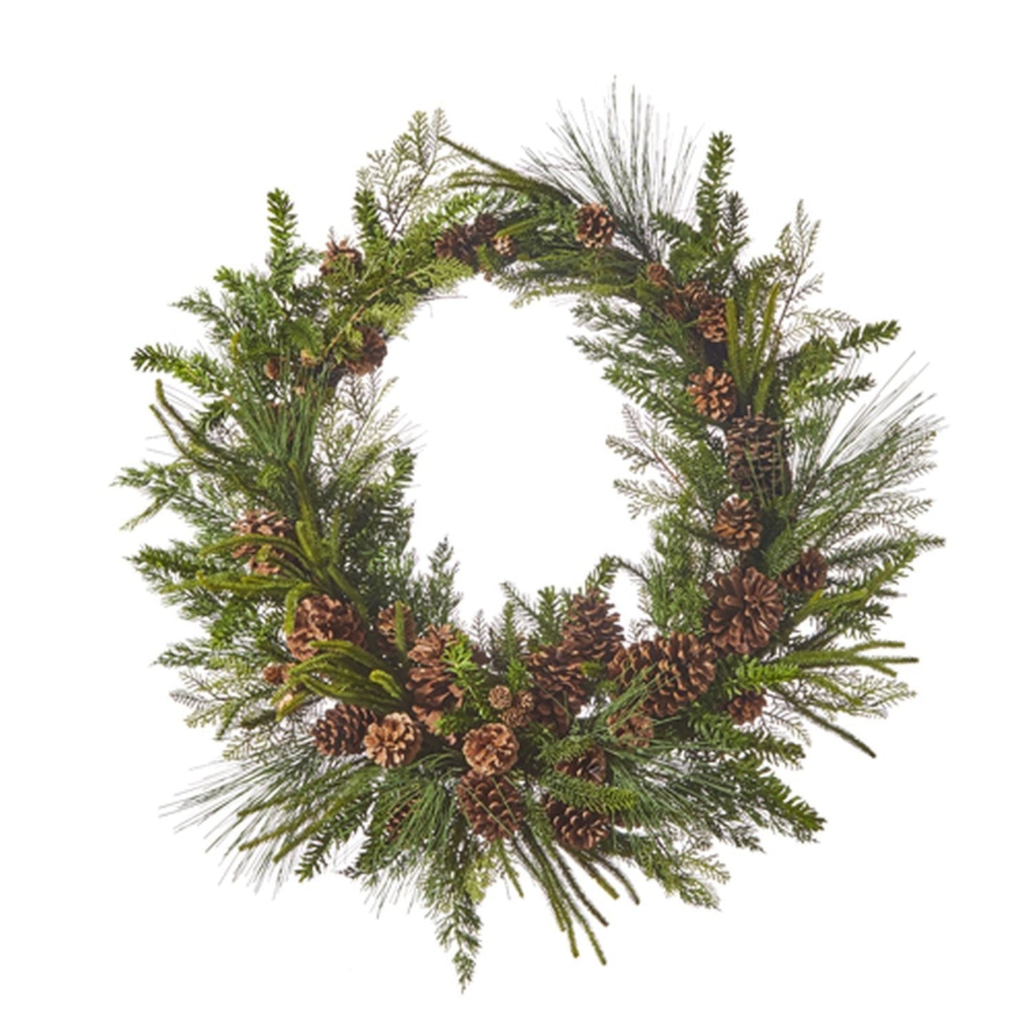 Raz Imports 2021 Santa's Stables 32-inch Pinecone And Mixed Greenery Wreath