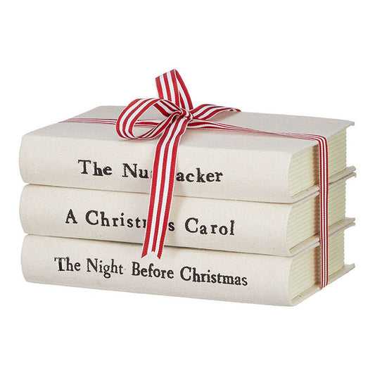 Raz Imports Holiday Heritage 8" Cream Stacked Christmas Books