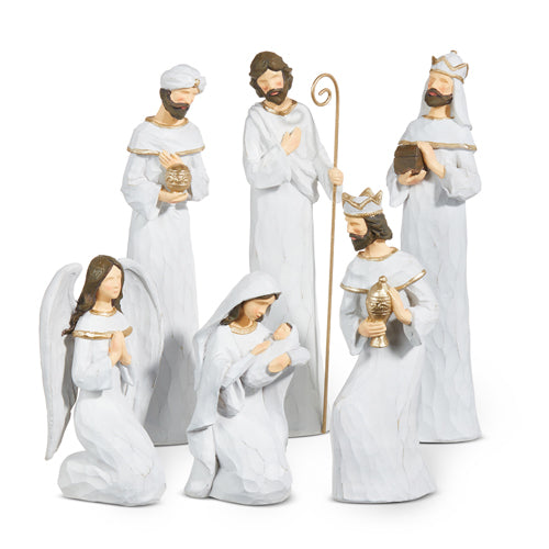 Raz Imports 2023 All Is Calm 12" White Nativity, Set of 6