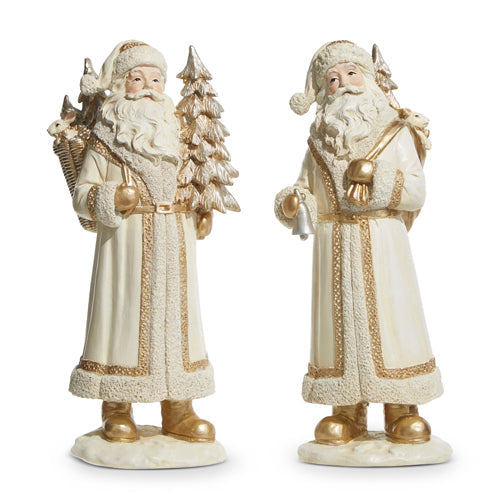 Raz Imports 2023 Celebrate The Season 13" Ivory And Gold Santa, Asst of 2