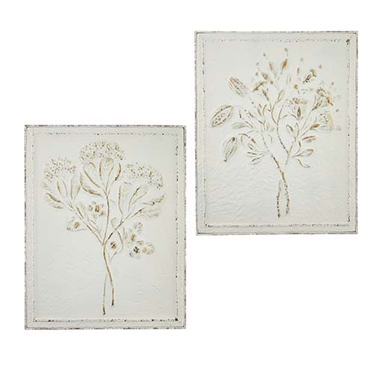 Raz Imports Natural Surroundings 23.5" Floral Embossed Metal Wall Art, Asst of 2