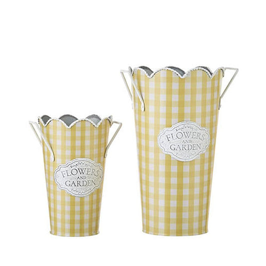 Raz Imports The Cottage 11" Gingham Scalloped Decor, Set of 2