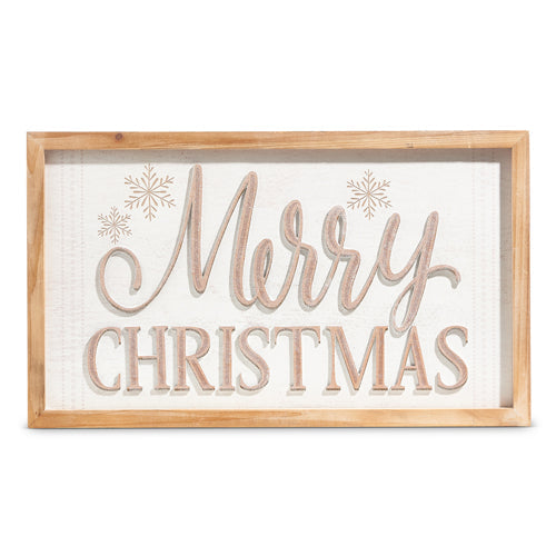 Raz Imports 2023 Natural Noel 22" Merry Christmas Framed Wall Art