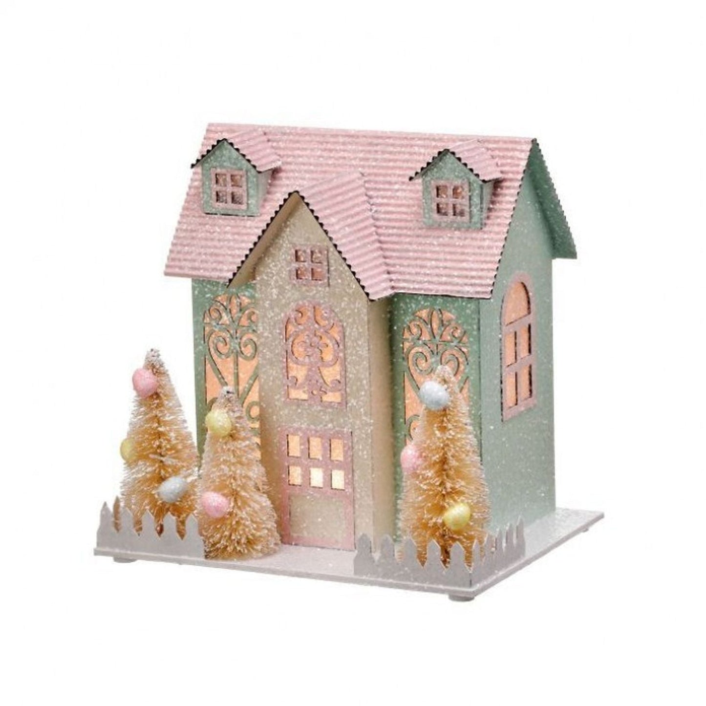 Regency International Lit Easter House 8"x8.25" B/O Timer with 3 Trees