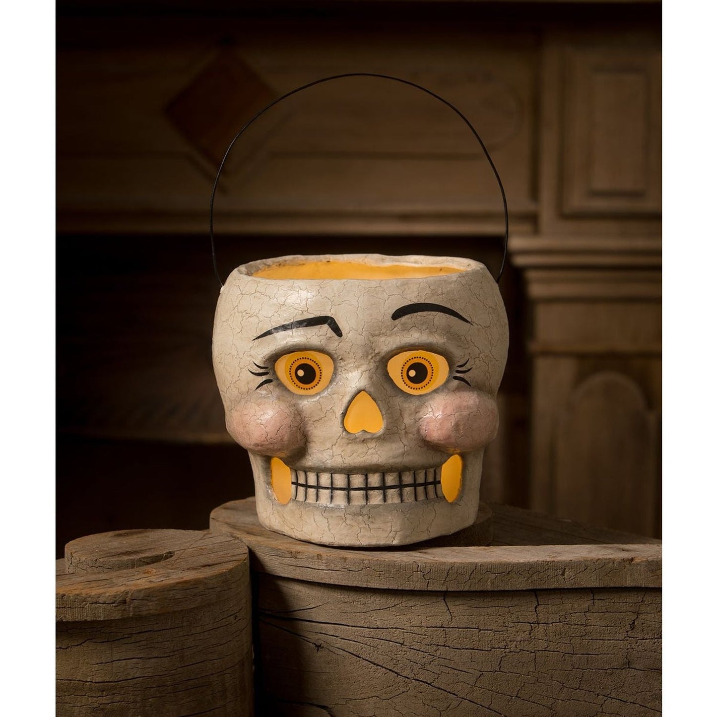 Bethany Lowe Silly Skelly Bucket Paper Mache