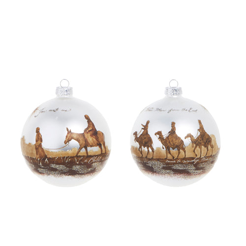 Raz 2023 Natural Noel 5" Holy Family And Wise Men Ball Ornament, Asst of 2