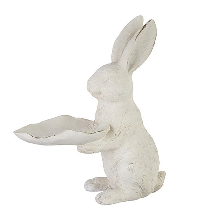 Raz Imports Boxwood 9.75" Bunny With Leaf Tray