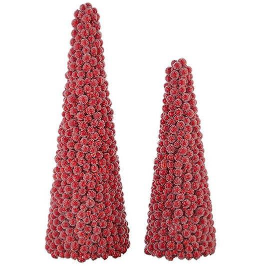 Raz Imports 2022 Making Spirits Bright 18.5" Iced Berry Cone Topiary, Set of 2