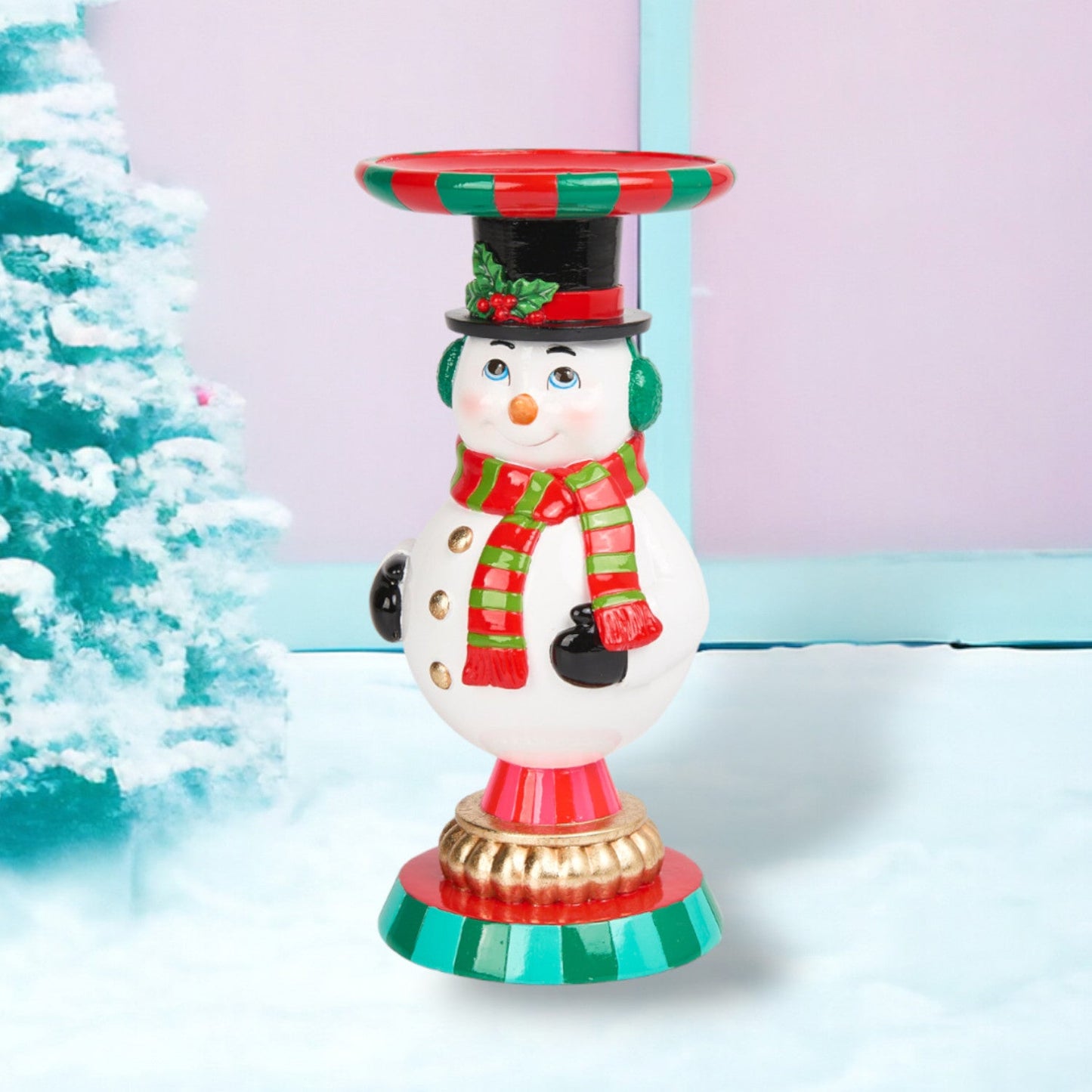 December Diamonds Fun At The North Pole 9-Inch Vintage Snowman Candle Holder