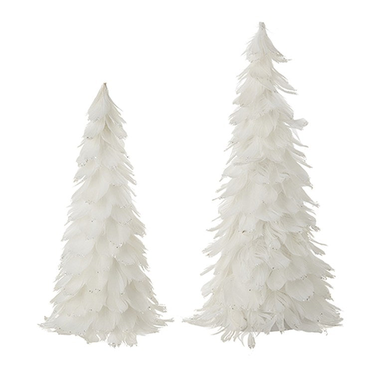 Raz Imports 2022 City Of Lights 18" White Feather Trees, Set of 2