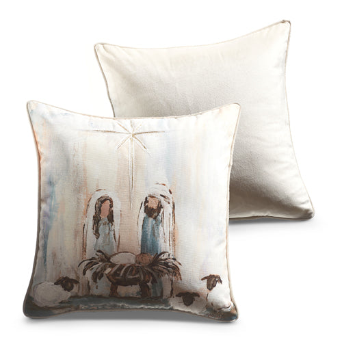 Raz Imports 2023 Winter Frost 18" Holy Family Pillow