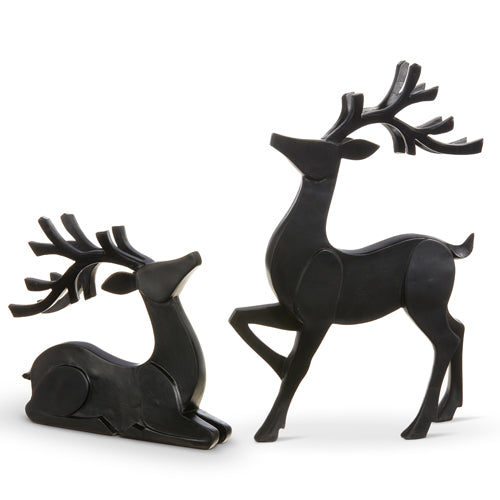 Raz Imports 2023 All Is Calm 11.5" Matte Black Deer, Set of 2