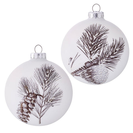 Raz Imports 2020 4-Inch Pinecone Ball Ornament, Assortment of 2