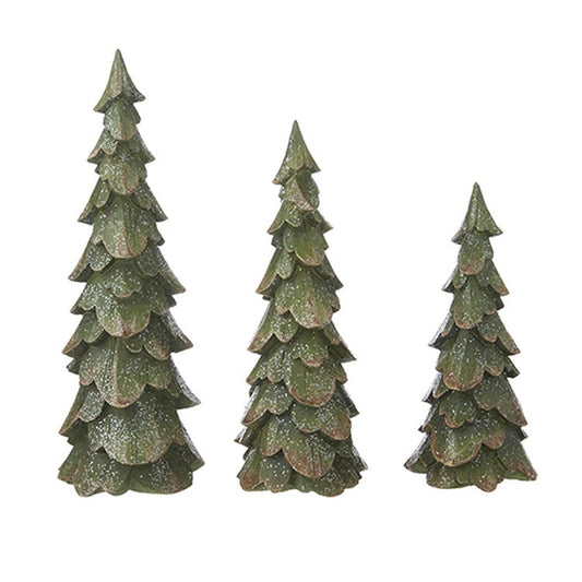 Raz Imports 2022 Christmas At The Lodge Green Table Top Tree, Set of 3