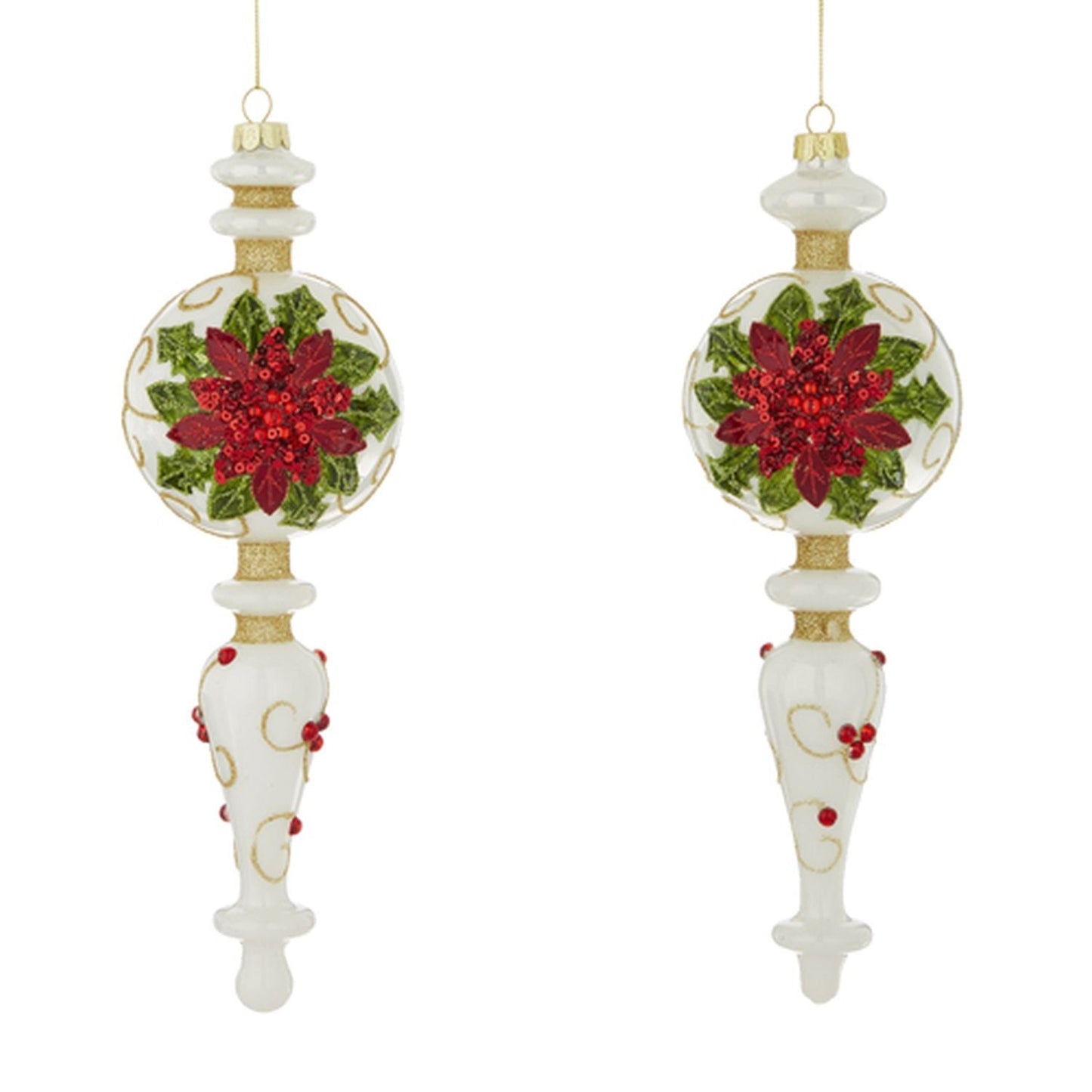 Raz Imports 2021 Christmas Eve 10.5" Poinsettia Finial Ornament, Assortment of 2