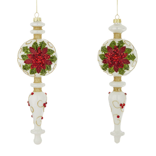 Raz Imports 2021 Christmas Eve 10.5" Poinsettia Finial Ornament, Assortment of 2