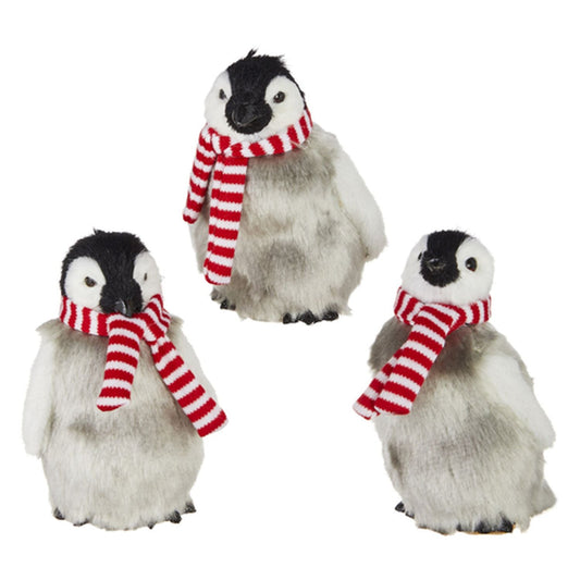 Raz Imports Snowed In 4.5" Penguin With Scarf Ornament, Asst of 3