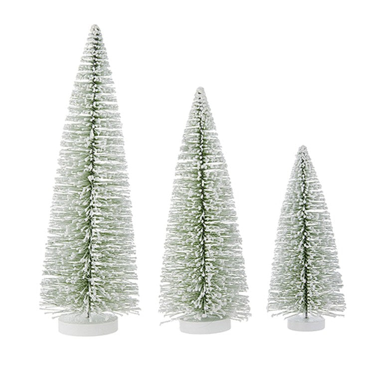 Raz Imports 2022 North Pole Friends 15" Flocked Bottle Brush Tree, Set of 3