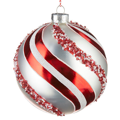 Raz Imports Jingle & Cocoa 5" Peppermint Swirl Ball Ornament