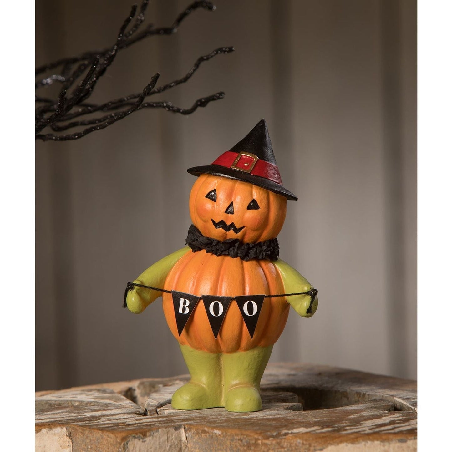 Bethany Lowe Boo Pumpkin Head Witch Figurine