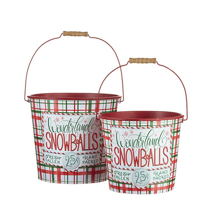 Raz Imports 2022 North Pole Friends 13.5" Wonderland Snowballs Bucket, Set of 2