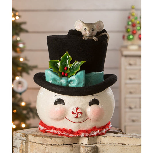 Bethany Lowe Jolly Snowman Top Hat Surprise Figurine