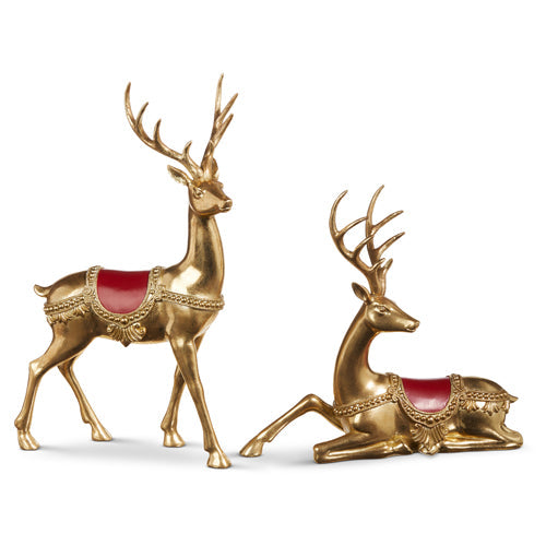 Raz Imports 2023 O Tannenbaum 14" Saddled Deer, Set of 2