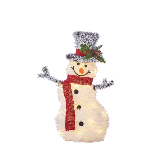 Raz Imports Mister Snowman 20.5" Flocked Tinsel Lighted Snowman