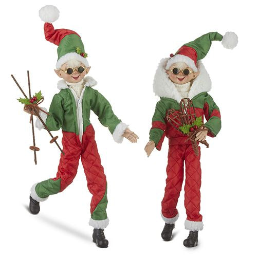 Raz Imports 2023 Dashing Through The Snow 16" Skiing Posable Elf, Asst of 2