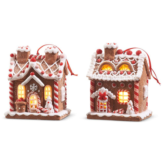 Raz Imports 2023 Jingle & Cocoa 5" Gingerbread House, Asst of 2