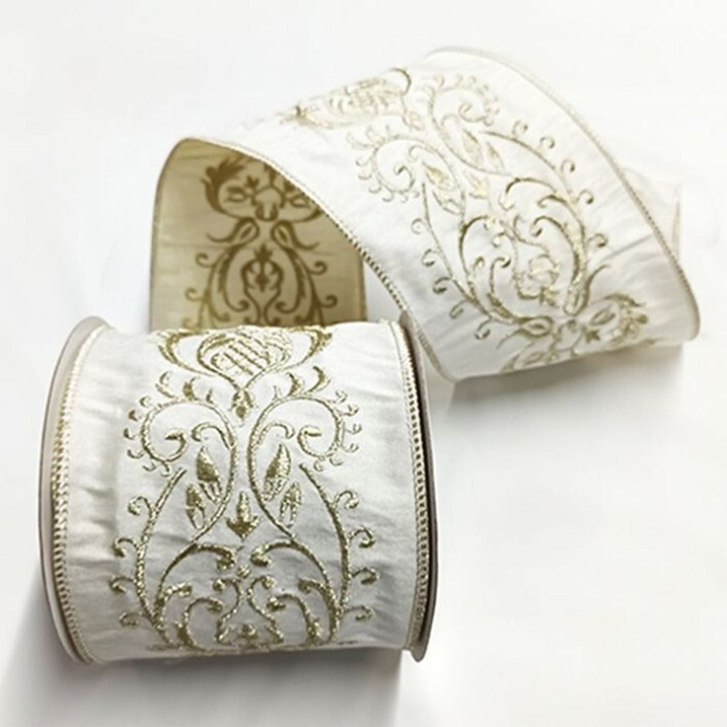 Regency International 4"X5Y Damask Embr Border Dupion Ribbon