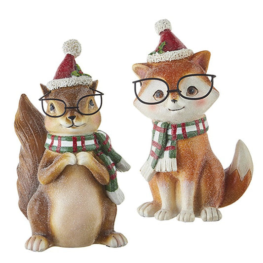 Raz Imports 2022 North Pole Friends 6.5" Woodland Animal With Glasses, Asst Of 2