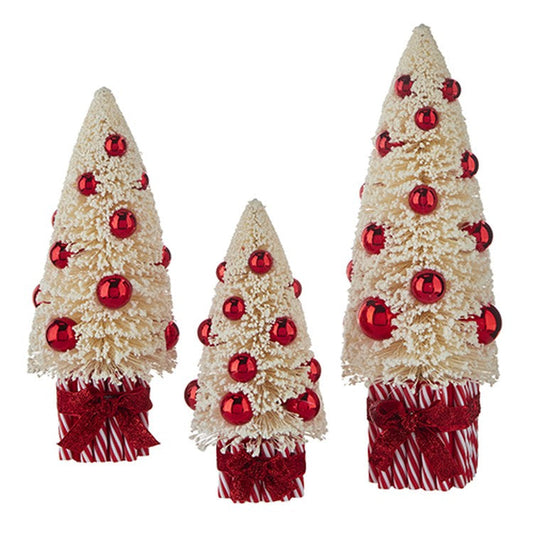 Raz Imports 2022 No Place Like Home 15.25" Peppermint Bottle Brush Trees, 3 Set