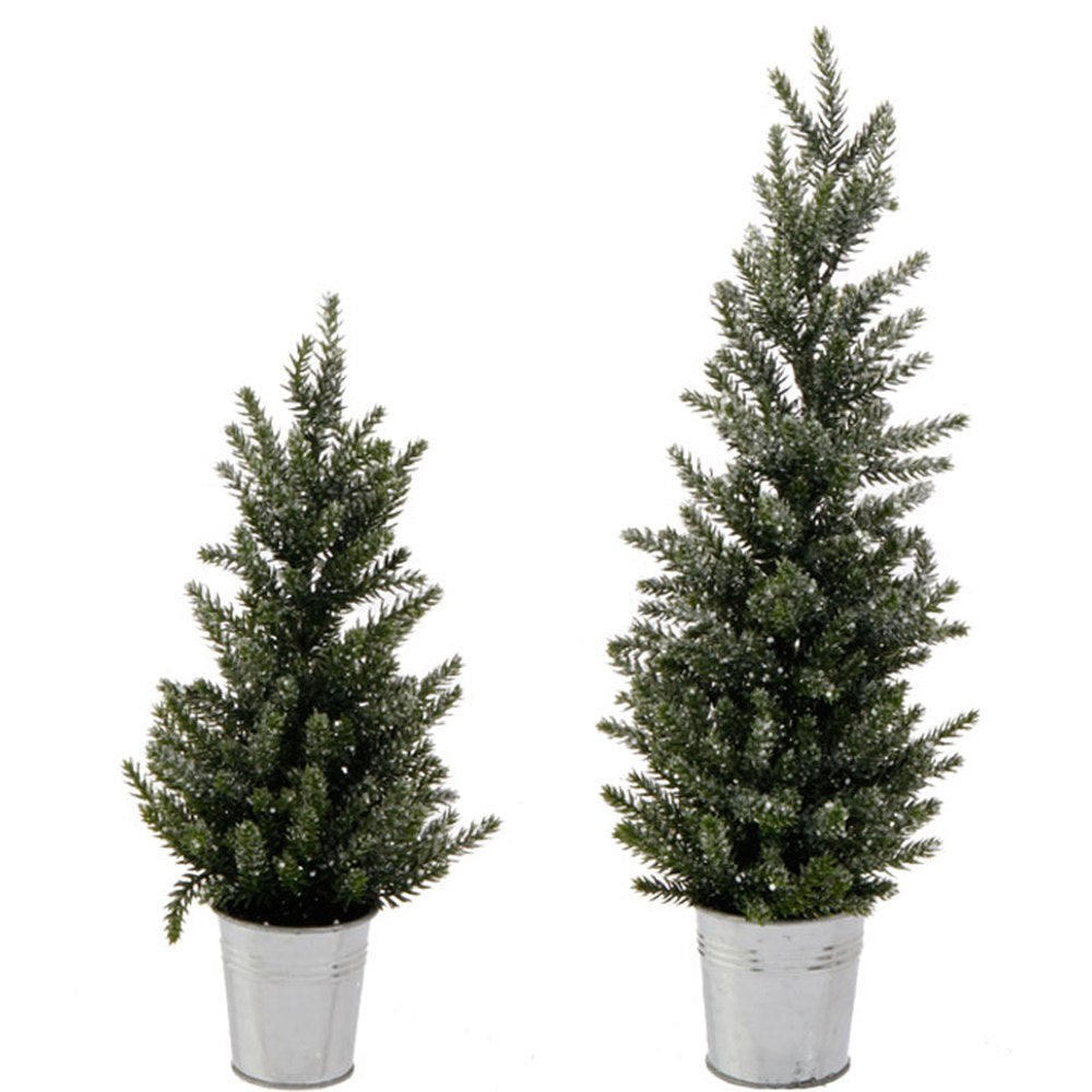 Raz Imports Pinecone Lodge 17" Glittered Tree In Bucket, Set of 2