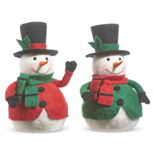 Raz Imports 2023 Heartfelt Holiday 15.5" Snowman With Top Hat, Asst of 2