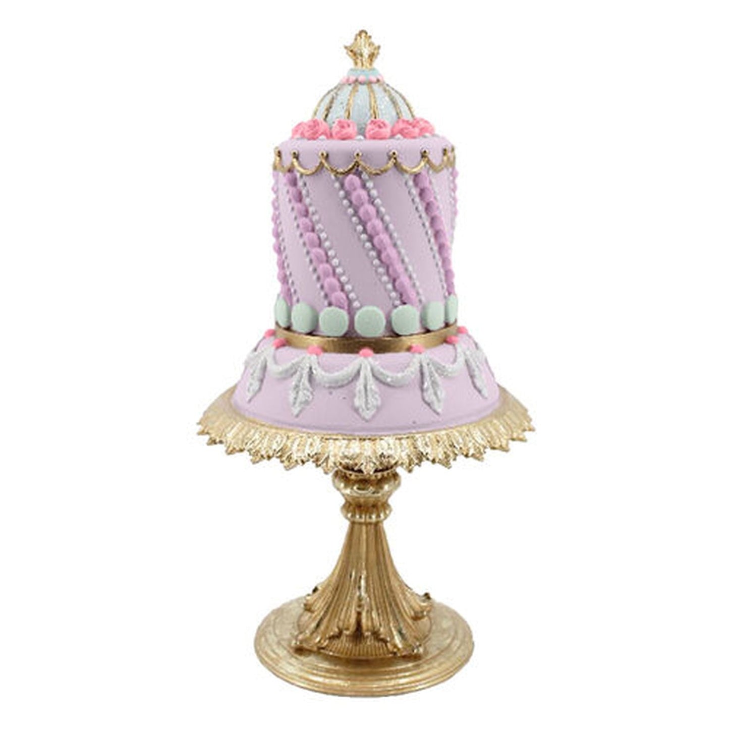 December Diamonds Spring Confections 13" Purple Spring Cake Figurine, Multicolor