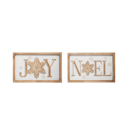 Raz Imports 2023 Natural Noel 18.25" Joy And Noel Wall Art, Asst of 2