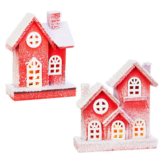 Raz Imports Mister Snowman 10.5" Lighted House, Assortment of 2