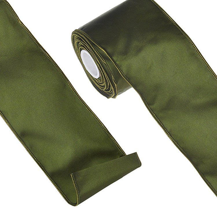 Raz Imports 2022 4" X 10 Yards Dark Green Satin Wired Ribbon