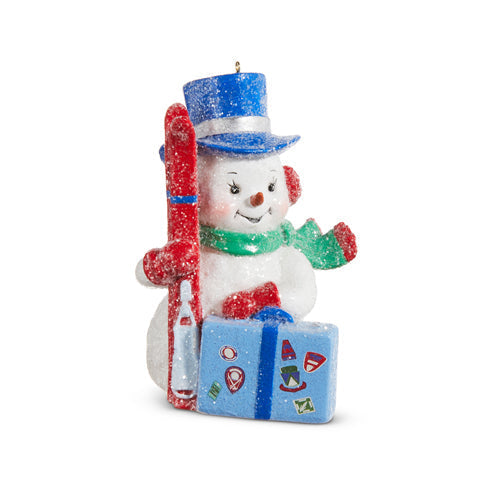 Raz Imports 2023 Dashing Through The Snow 4" Ski Trip Snowman Ornament