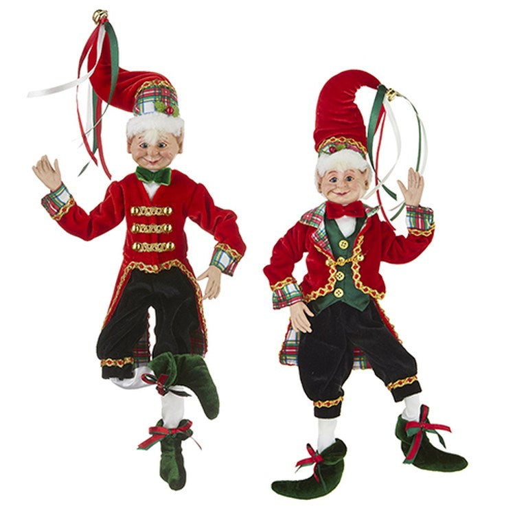 Raz Imports 2022 Tartan Tidings 16" Tartan Plaid Posable Elf, Asst Of 2