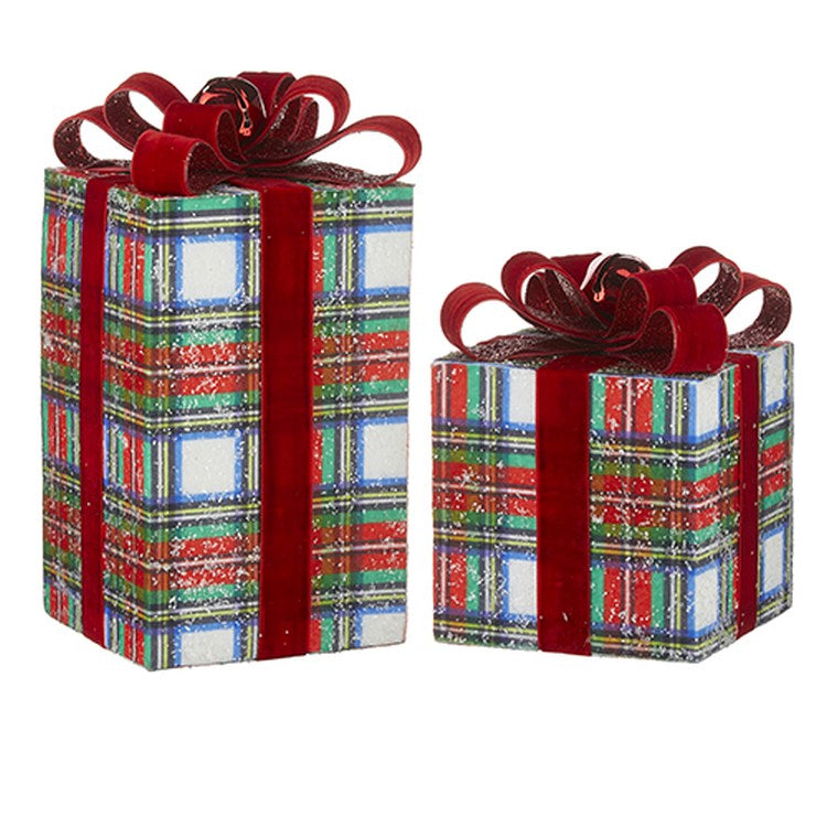 Raz Imports 2022 Tartan Tidings 10" Plaid Package, Set of 2