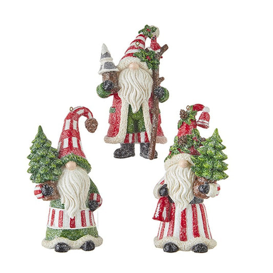 Raz Imports 2022 Countryside Christmas 5" Gnome Santa Ornament, Asst Of 3