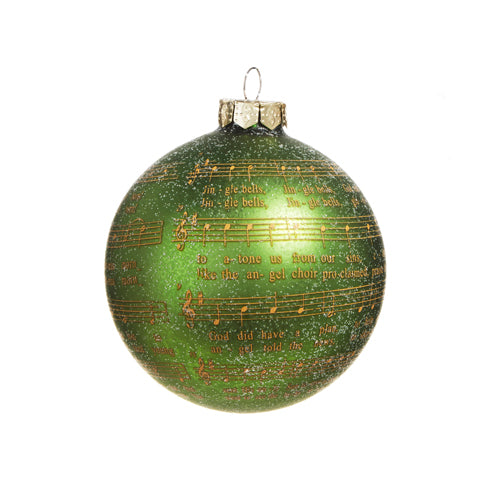 Raz Imports 2023 Classic Carols 3" Green Sheet Music Glittered Ball Ornament