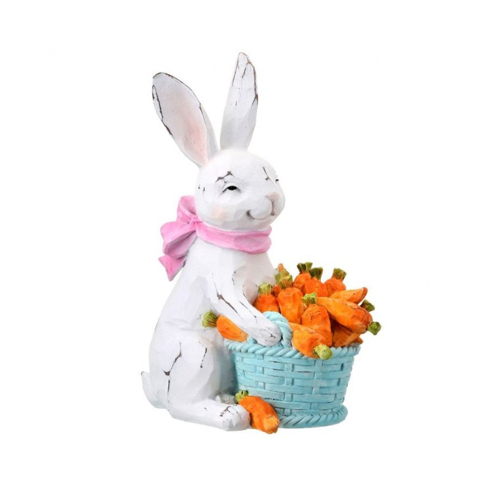 Regency International Sit Bunny with Basket of Carrots Figurine, 9.25 inches